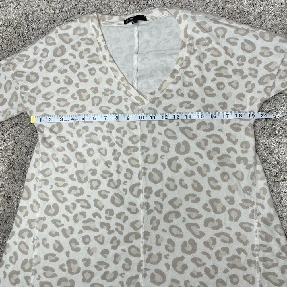 Gibson Leopard Print V-Neck Oversized Long Sleeve Top Tunic Sweater Extra Small